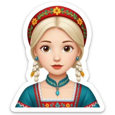 Young beautiful white girl in latvian traditional folk costume sticker
