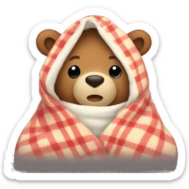 bear cozy in blanket sticker