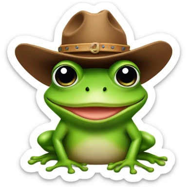 Frog wearing a cowboy hat sticker