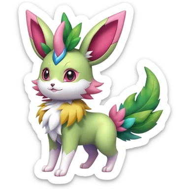 Shiny Exotic Sylveon-Skitty-Shaymin-Leafeon-Bayleaf-Meganium-Hybrid-Creature sticker