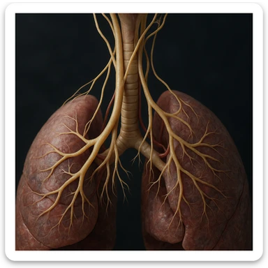 vagus nerve branching towards the lungs, hyper realistic 4K style, anatomical details, scientific atmosphere sticker