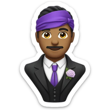 Guy in tuxedo wearing a purple bandana sticker