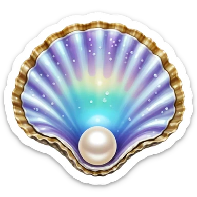 Glitter Oyster with Pearl  sticker