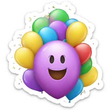 Happy birthday balloons with confetti  sticker