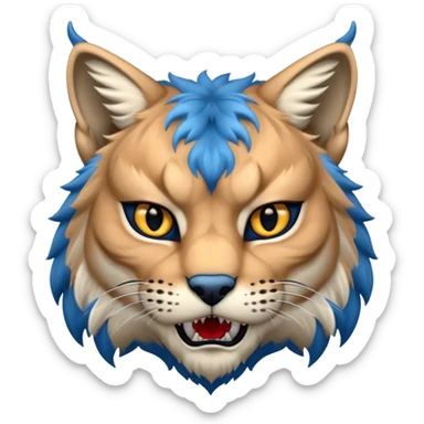 Tête de lynx : très très très féroce et très méchant et tout bleu sticker