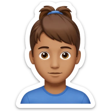 boy with ponytail sticker