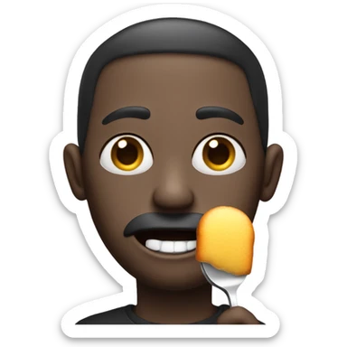 A normal emoji but he has a spoon full of sugar , the sugars all around his mouth and his holding  a lighter a  sticker
