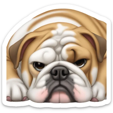 English bulldog sleeping curled up sticker
