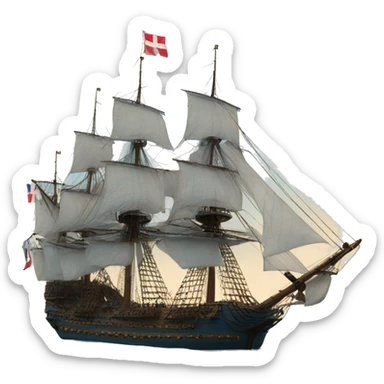 A French armada naval war ship, painted sky blue sticker