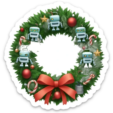 Christmas wreath with robots sticker