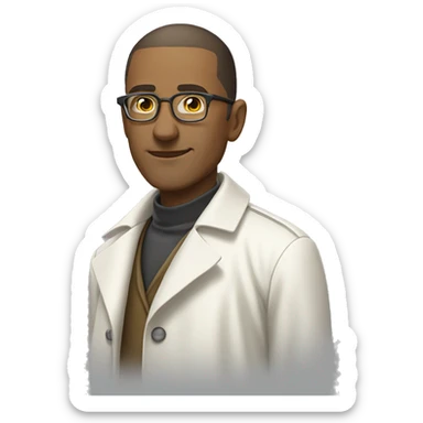 <excerpt>
A man with short hair, donning tinted glasses in a white trench coat, is an alchemist.
</excerpt> sticker