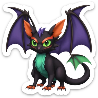  Noibat-Noivern-Nargacuga-Litten-Hybrid with huge bat wings for ears sticker