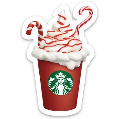 Starbucks Christmas cup, steam, whipped cream, candy cane  sticker