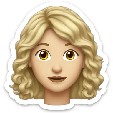 Caucasian woman with long wavy hair with bangs sticker