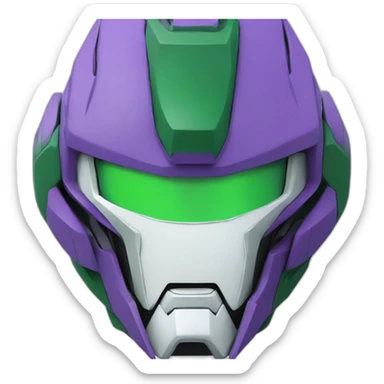 purple and green freedom gundam mecha face sticker
