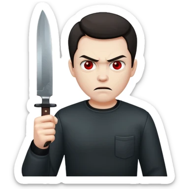 Evil and angry man holding a knife sticker