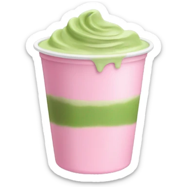 matcha with pink milk in a plastic cup sticker