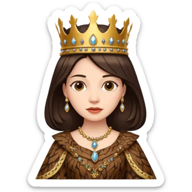 Queen wearing a bark-patterned dress sticker