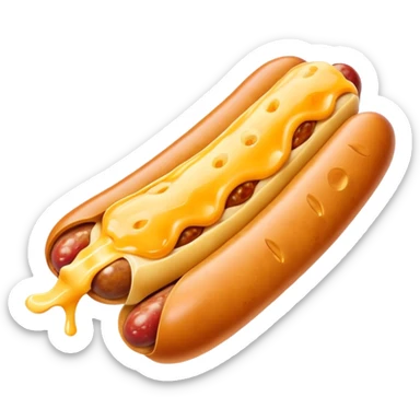 make a picture of a sausage that has been cut in half and melted cheese is coming out of the sausage sticker