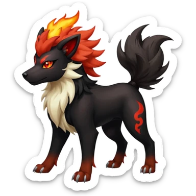 Shiny Exotic Gothic Houndoom-Arcanine-Pokémon-Fakémon-hybrid-creature sticker