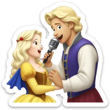 Blonde Snow White singing to possum  sticker