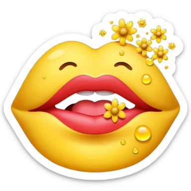 Lips blowing glowing pollen sticker
