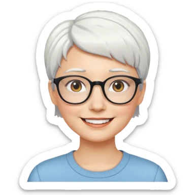 visage femme a lunettes cheveux courts blancs sticker