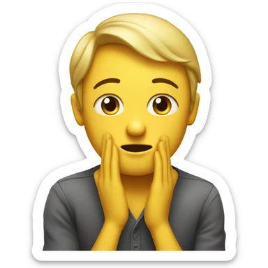 yellow emoji with weary face and hands up like he’s saying please save us  sticker