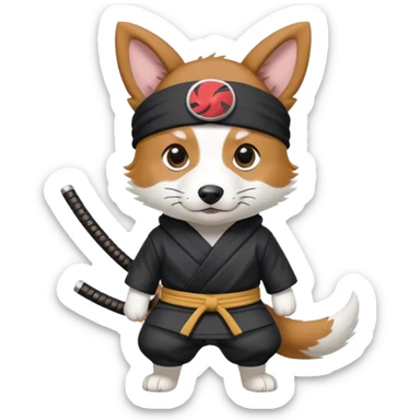 Cardigan corgi as a ninja from naruto sticker