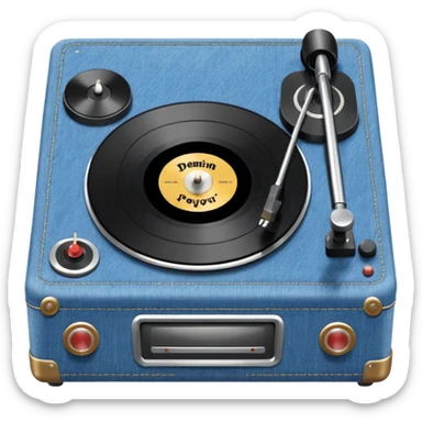 Denim record player sticker