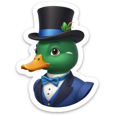 Create a mallard which has a hat and a monocle
 sticker