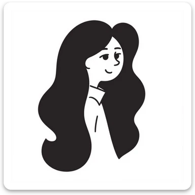 Simple sketch of a woman with flowing hair sticker