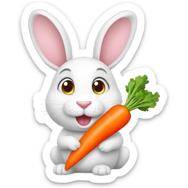 rabbit with a carrot in his hand sticker