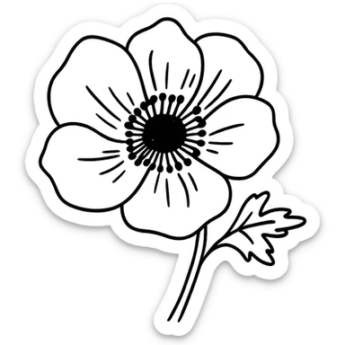 hand drawn anemone flower doodle sticker
