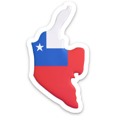 3D illustration of the shape of Chile covered with the Chilean flag, vivid and clear flag colors sticker