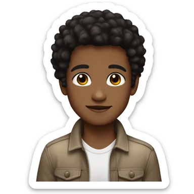 light brown skin , black fluffy hair , dark brown eyes , 3 beauty spots , boy sticker