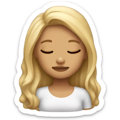 Girl sleeping with bottom half hair brown and top half blond sticker