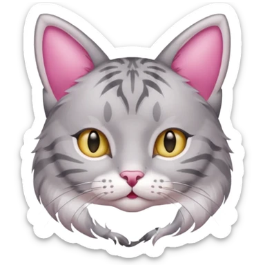 grey tabby cat: pink ears  sticker