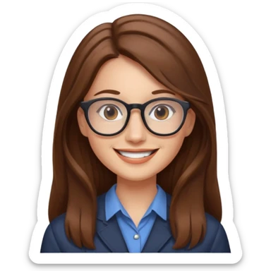 Profesora joven de fotografía, sonrriente cabello castaño y de pelo largo  sticker