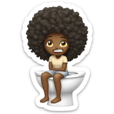 Girl with Afro sitting on the toilet crying  sticker