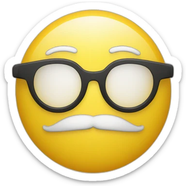 Yellow circle face with a beard and glasses sticker
