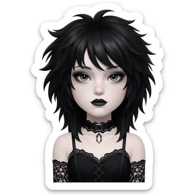 goth girl with fluffy hair

 sticker