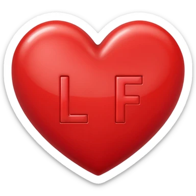 The letters l and f in a heart sticker