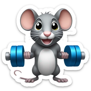 A rat lifting dumbbells sticker