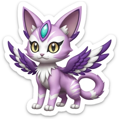 Meloetta-Purrloin-Gatomon-Trico-Pokémon-Digimon-Fakémon-fusion-hybrid-creature sticker