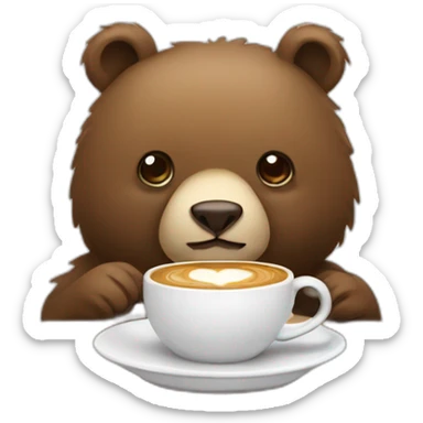 bear having coffee sticker