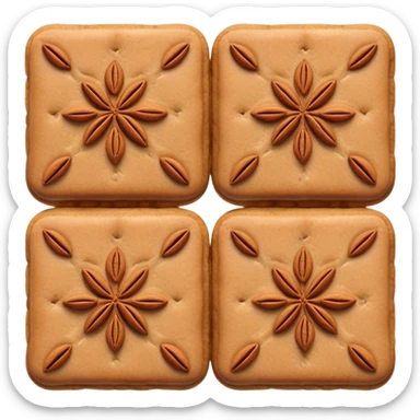 Cinematic Realistic Speculaas Biscuit Emoji, featuring spiced, crisp cookies rendered with lifelike detail and warm, aromatic lighting. sticker
