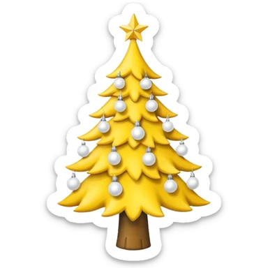 Yellow Christmas tree with white bulbs sticker