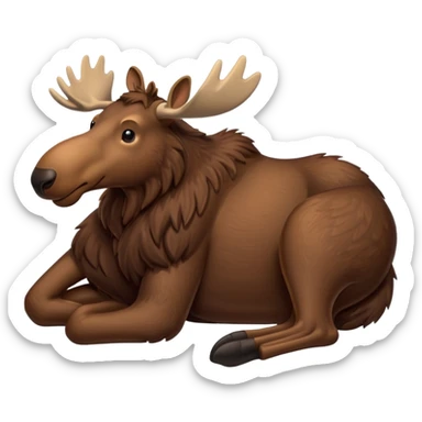 moose lying with legs tucked, calm sticker