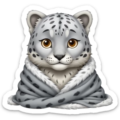 Shivering snow leopard with blanket sticker